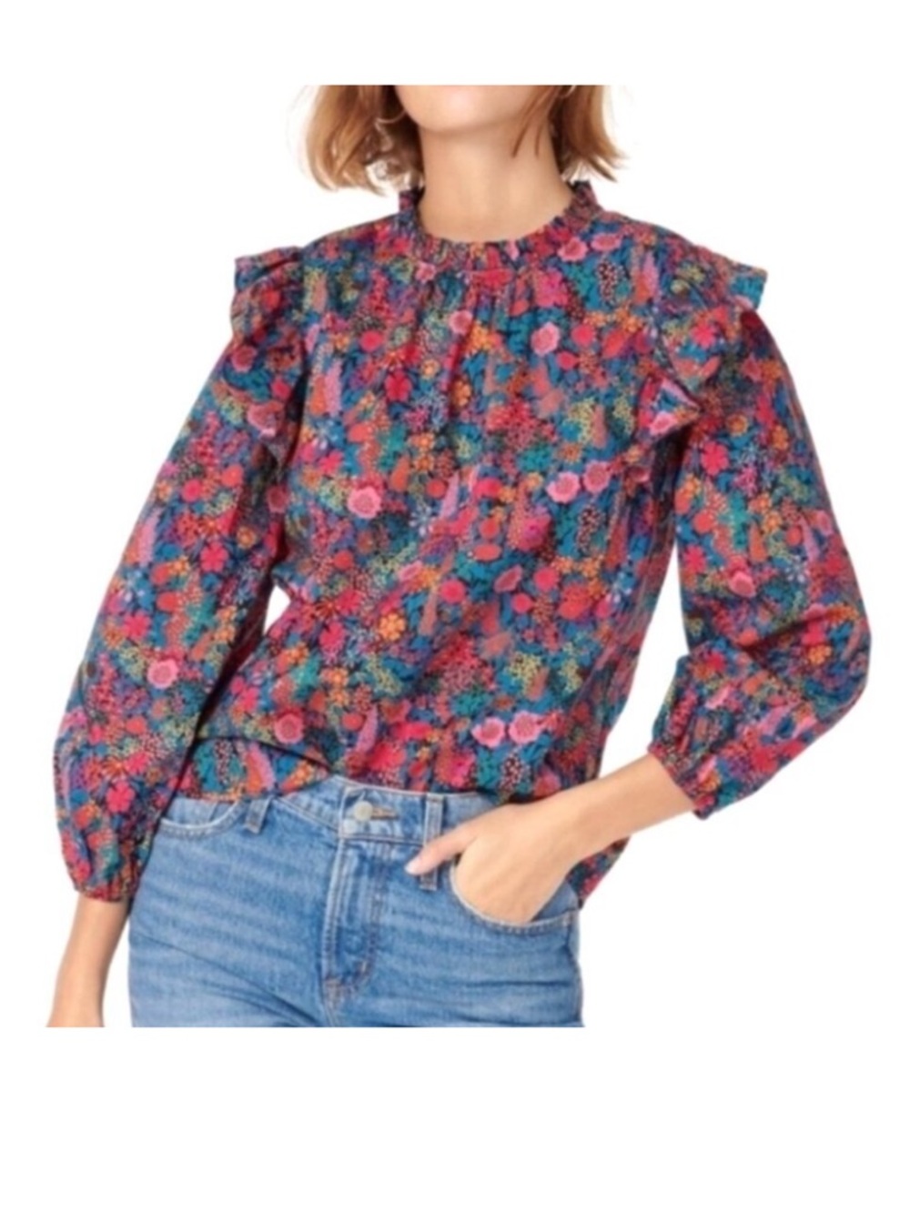 J. Crew Flutter-sleeve top in Liberty® Ciara print XXL